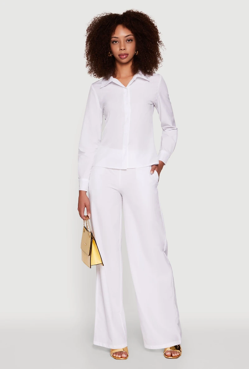 Daisy Nylon High Waisted Wide Leg Pants