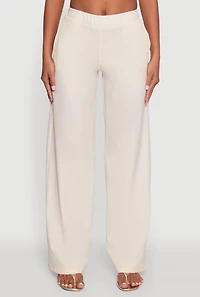 Womens Daisy Nylon High Waisted Wide Leg Pants, Khaki, Size M