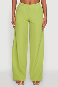 Womens Daisy Nylon High Waisted Wide Leg Pants, Green, Size S