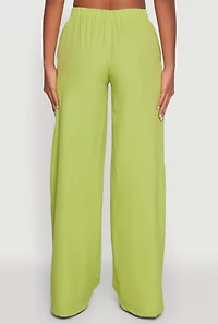 Womens Daisy Nylon High Waisted Wide Leg Pants, Green, Size S