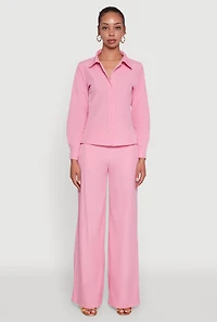 Womens Daisy Nylon High Waisted Wide Leg Pants,