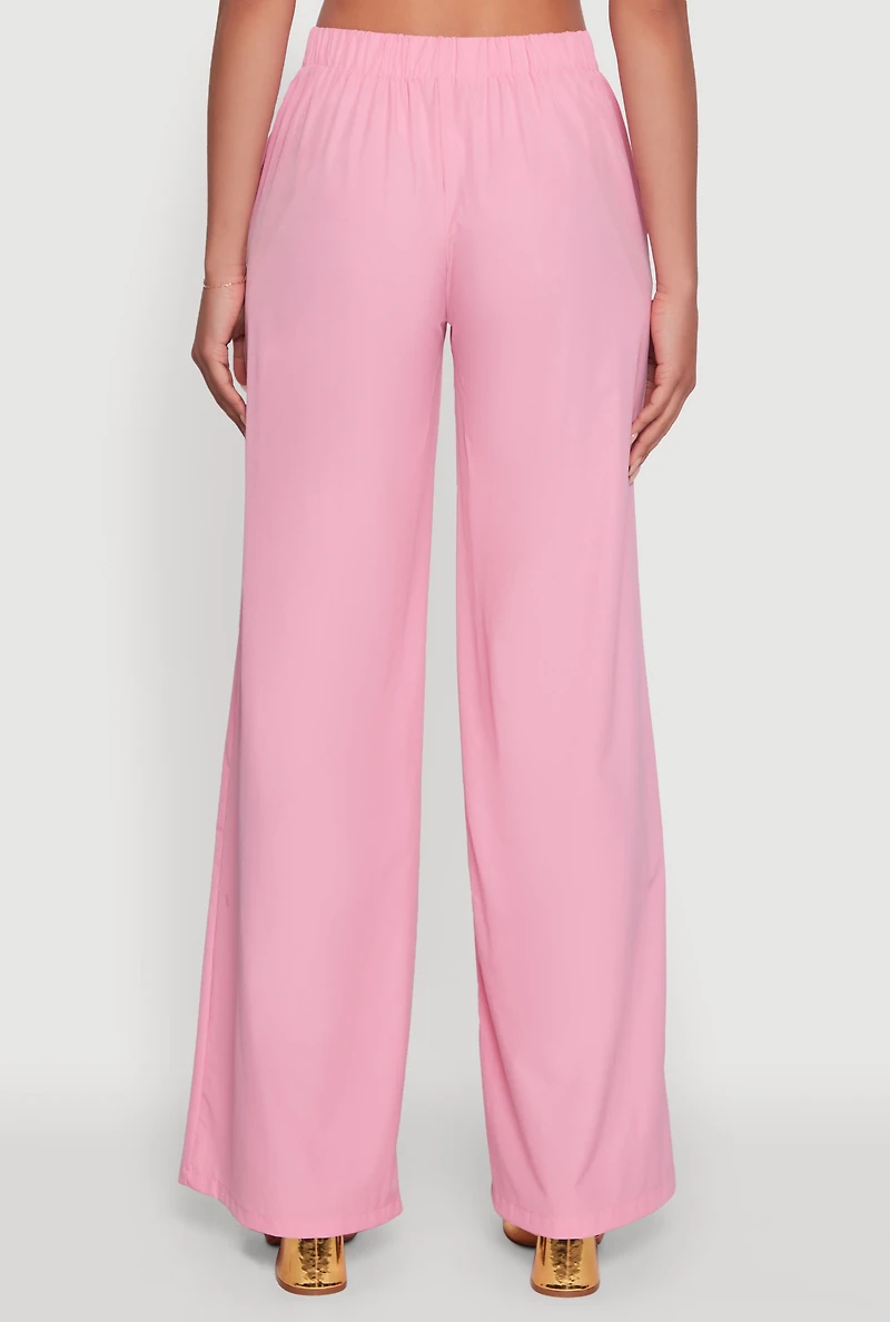 Womens Daisy Nylon High Waisted Wide Leg Pants,