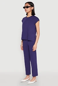 Womens Daisy Knitted Cap Sleeve Top, Blue,