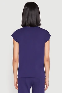 Womens Daisy Knitted Cap Sleeve Top, Blue,