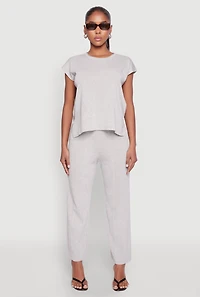Womens Daisy Knitted Pintuck Pants, Grey,