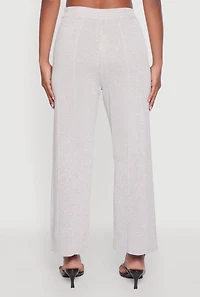 Womens Daisy Knitted Pintuck Pants, Grey,