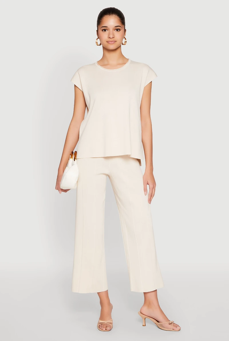Womens Daisy Knitted Pintuck Pants,