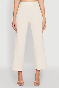 Womens Daisy Knitted Pintuck Pants, Beige, Size XL