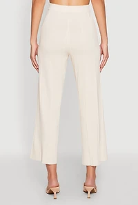 Womens Daisy Knitted Pintuck Pants, Beige, Size XL