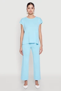 Womens Daisy Knitted Pintuck Pants,