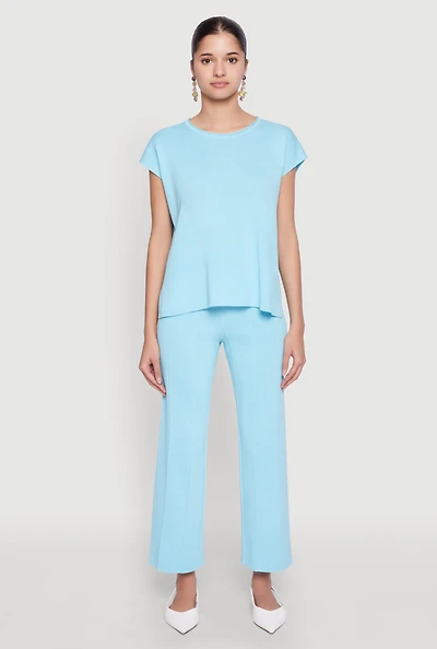 Womens Daisy Knitted Pintuck Pants,