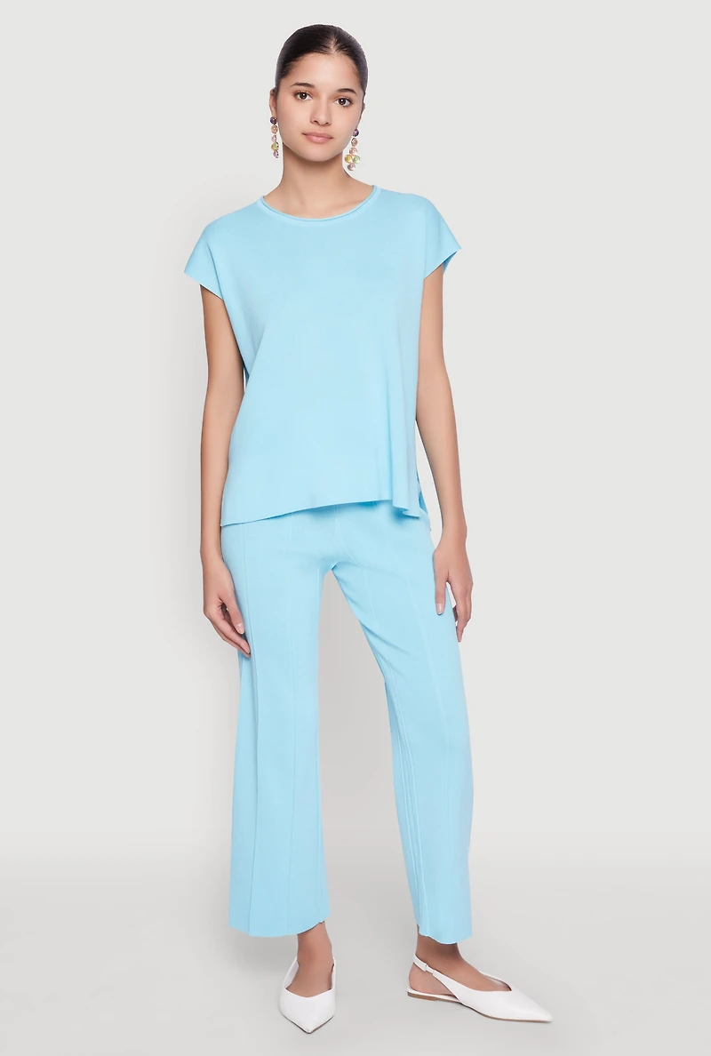 Womens Daisy Knitted Pintuck Pants,