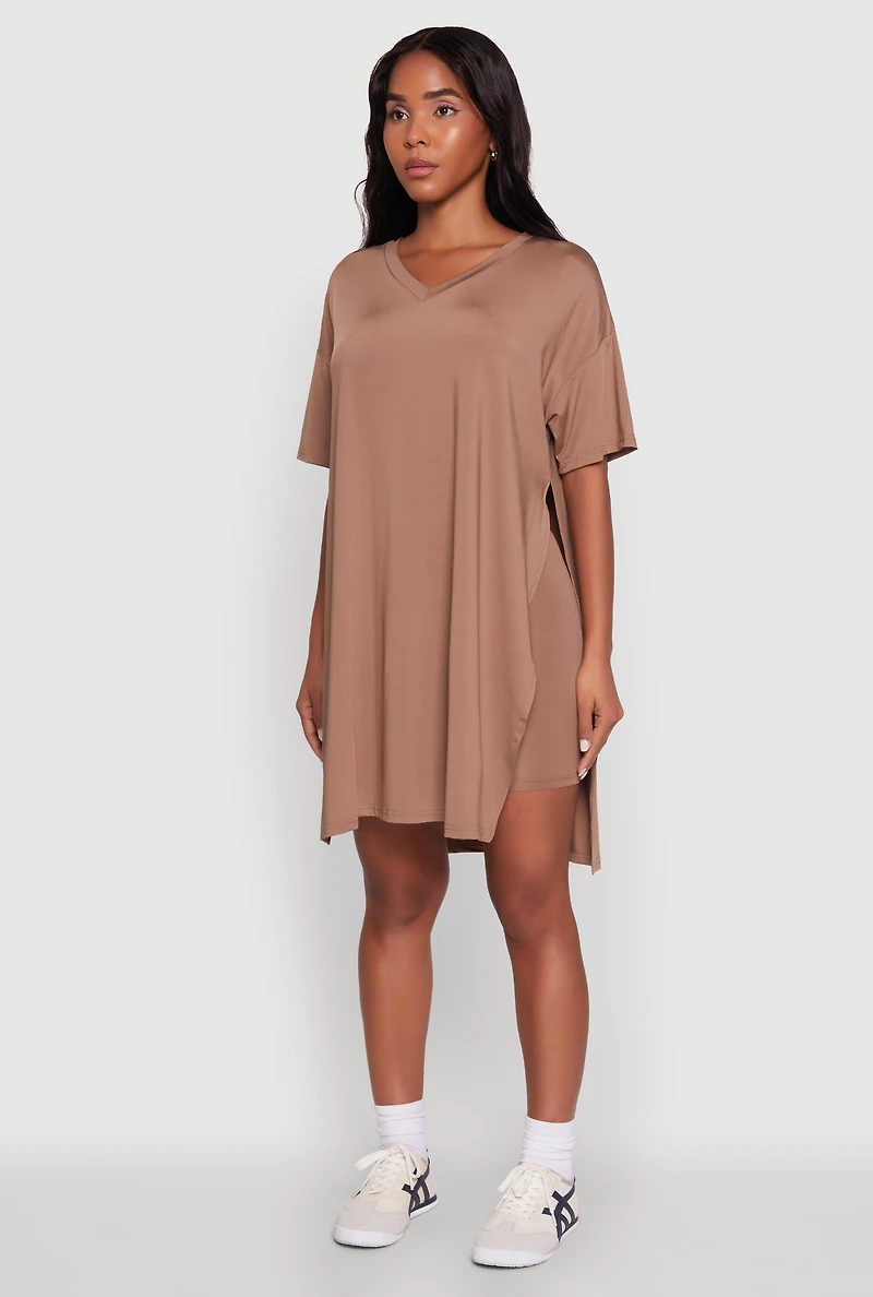 Daisy Short Sleeve Side Slit Oversized Tee