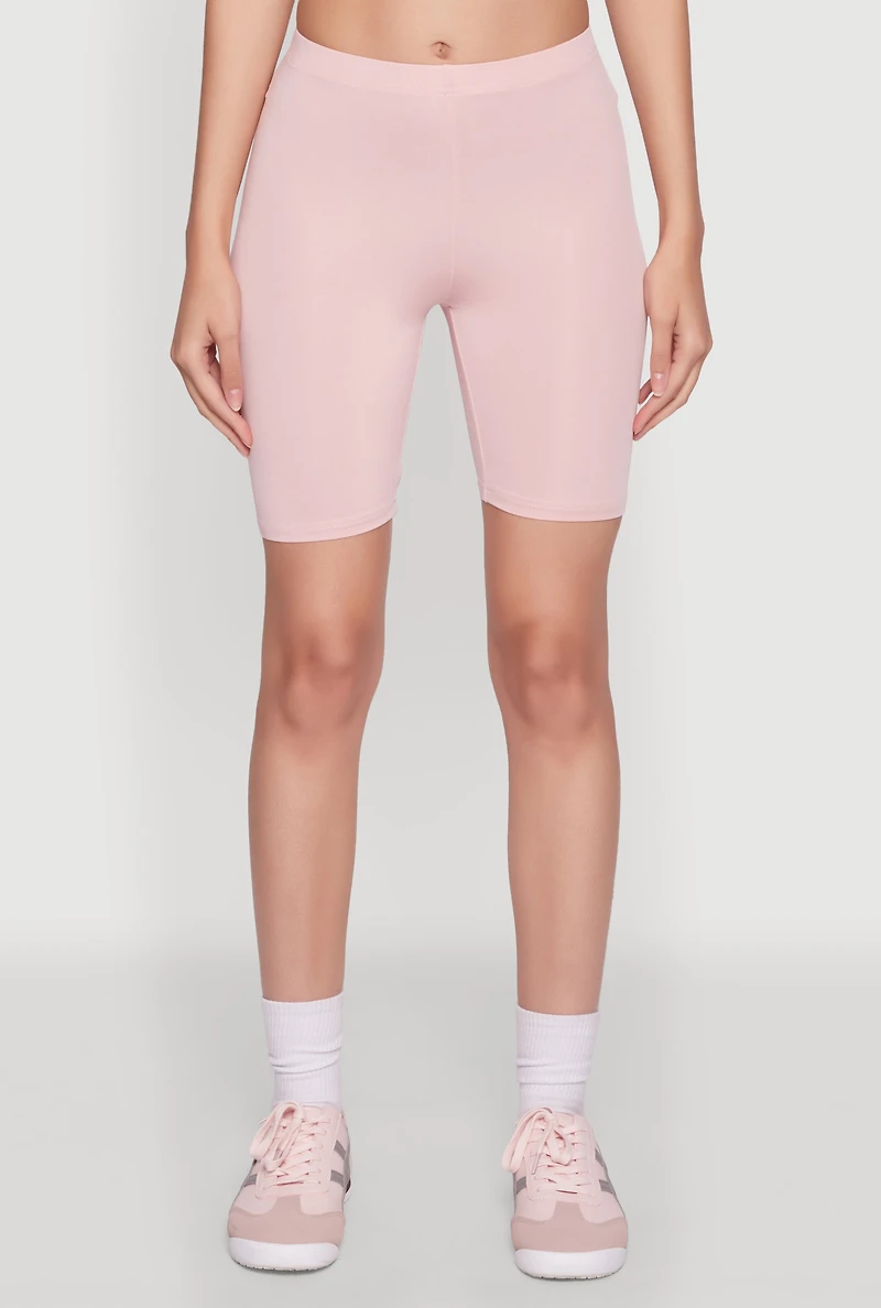 Womens Daisy Soft Knit Biker Shorts, Pink, Size M