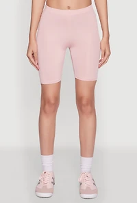 Womens Daisy Soft Knit Biker Shorts, Pink, Size M