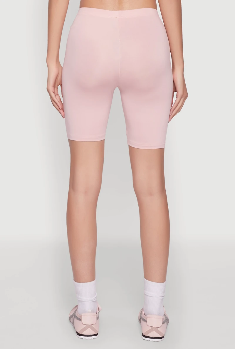 Womens Daisy Soft Knit Biker Shorts, Pink, Size M