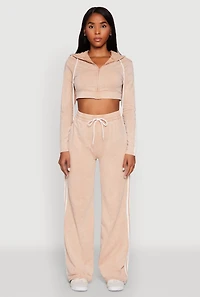 Womens Daisy Mineral Wash Zip Front Cropped Hoodie,