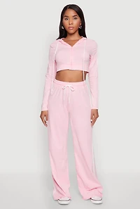 Womens Daisy Mineral Wash Varsity Stripe Pants, Pink, Size L