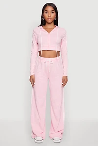 Womens Daisy Mineral Wash Varsity Stripe Pants, Pink, Size L