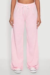 Womens Daisy Mineral Wash Varsity Stripe Pants, Pink, Size L