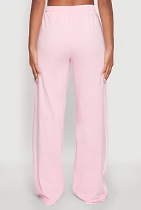 Womens Daisy Mineral Wash Varsity Stripe Pants, Pink, Size L