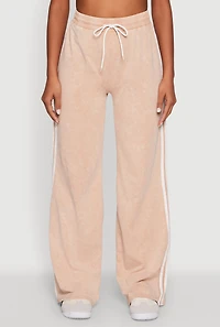 Womens Daisy Mineral Wash Varsity Stripe Pants, Khaki, Size L