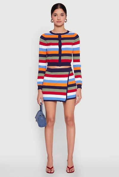 Daisy Striped Asymmetrical Skirt