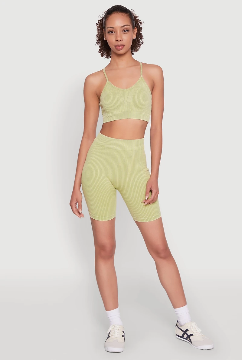 Womens Daisy Seamless Push Up Bralette with Removable Padding, Green, Size L