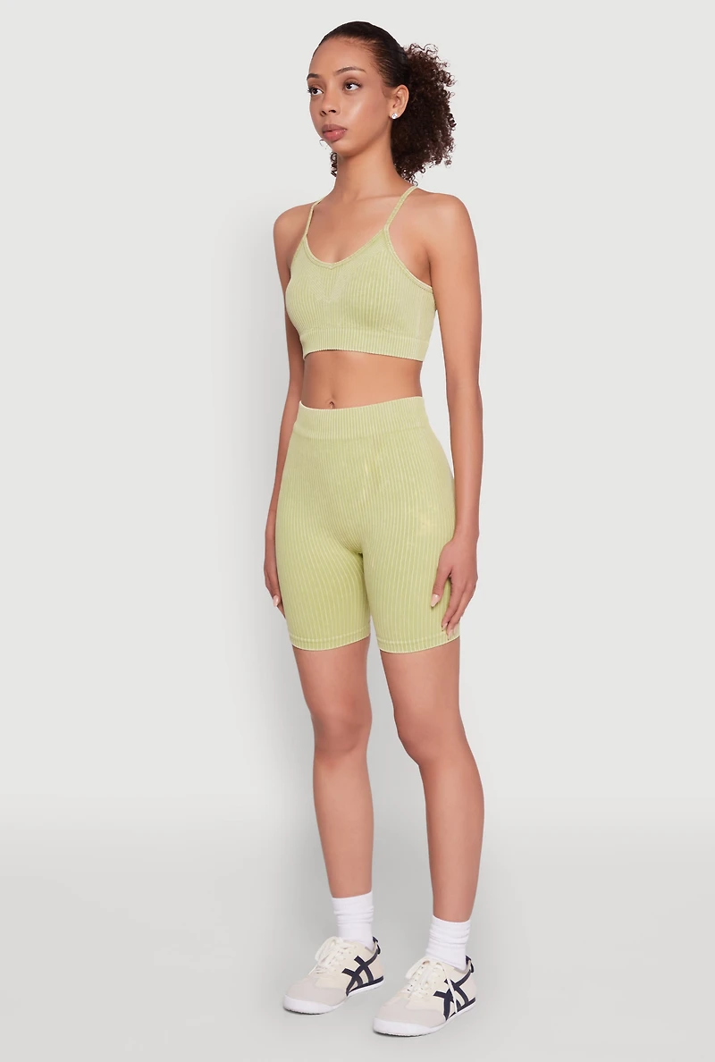 Womens Daisy Seamless Push Up Bralette with Removable Padding, Green, Size L