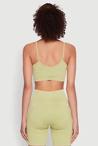 Womens Daisy Seamless Push Up Bralette with Removable Padding, Green, Size L