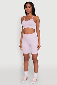 Womens Daisy Seamless Push Up Bralette with Removable Padding, Purple, Size L