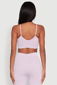 Womens Daisy Seamless Push Up Bralette with Removable Padding, Purple, Size L