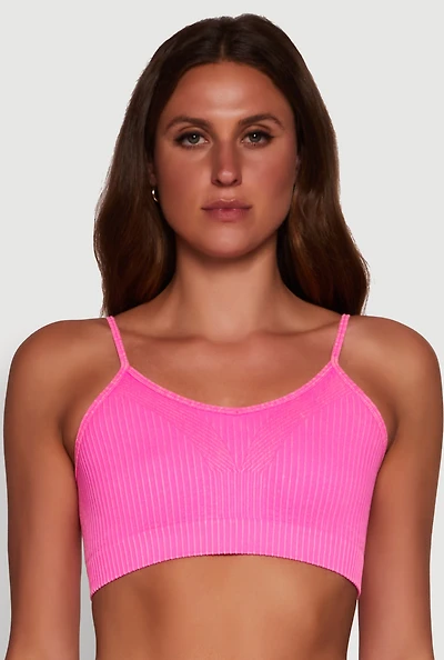 Womens Daisy Seamless Push Up Bralette with Removable Padding, Pink, Size M