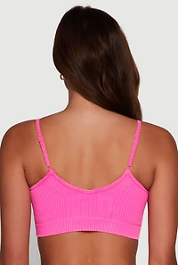 Womens Daisy Seamless Push Up Bralette with Removable Padding, Pink, Size M
