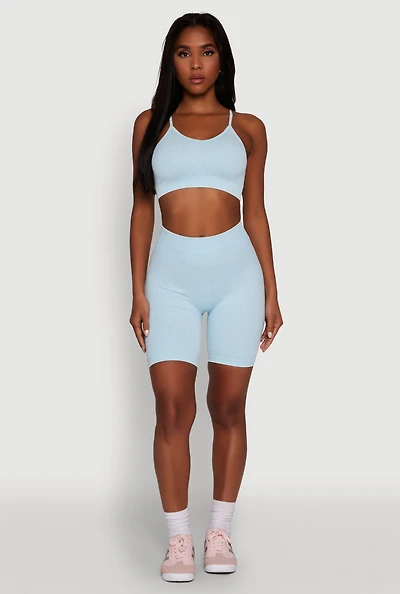 Womens Daisy Seamless High Waisted Bike Shorts for Activewear,