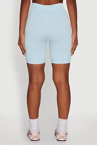 Womens Daisy Seamless High Waisted Bike Shorts for Activewear, Blue,