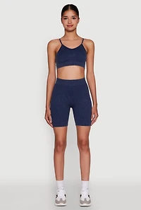 Womens Daisy Seamless High Waisted Bike Shorts for Activewear,