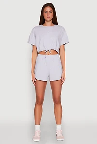 Daisy Short Sleeve Drawstring Hem Crop Top