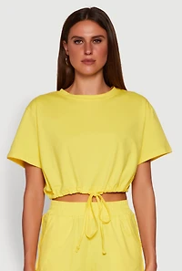 Daisy Short Sleeve Drawstring Hem Crop Top