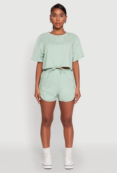 Womens Daisy High Waisted Dolphin Shorts,