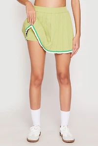 Womens Daisy Knit Varsity Stripe Pleated Skort, S
