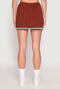 Womens Daisy Knit Varsity Stripe Pleated Skort, M