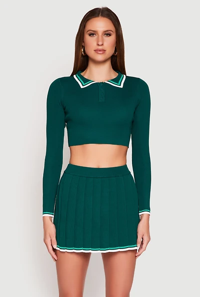Womens Daisy Varsity Stripe Cropped Polo Shirt,
