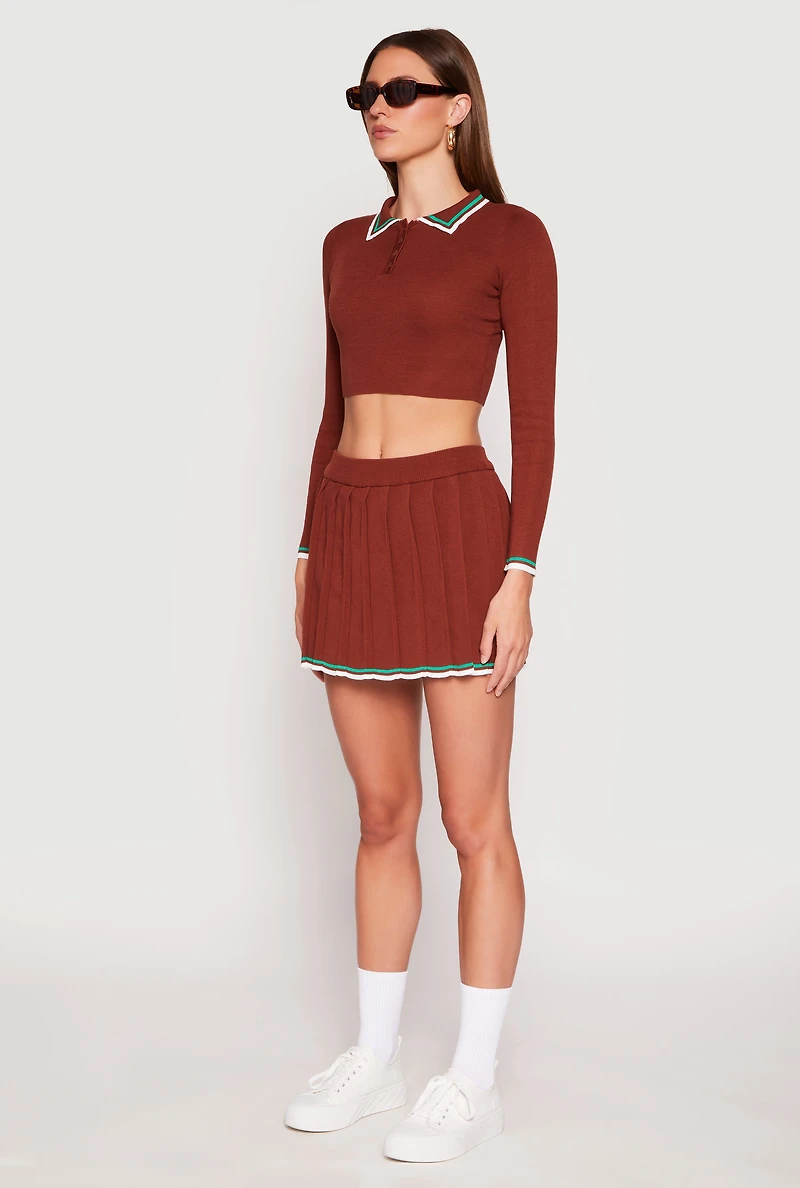 Daisy Varsity Stripe Cropped Polo Shirt