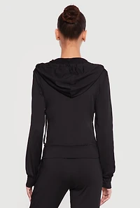 Zip Front Drawstring Hooded Track Jacket