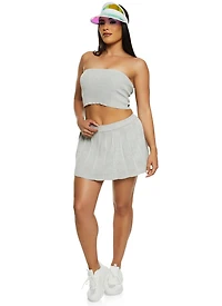 Womens Daisy Pleated Mini Skort, Grey, Size L