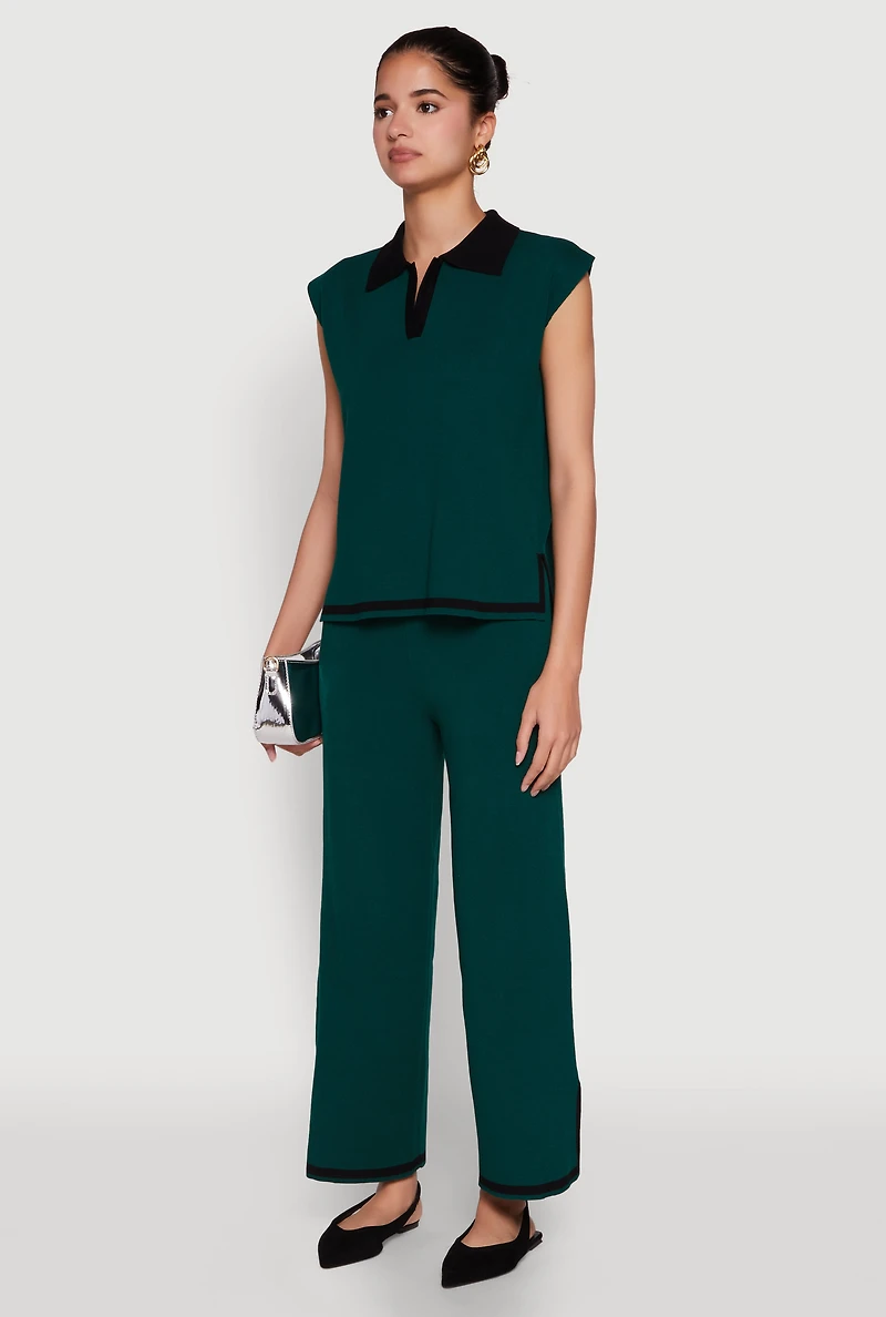 Womens Daisy Contrast Trim Cap Sleeve Blouse, Green, Size L