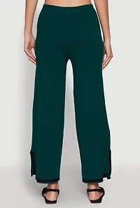 Womens Daisy Contrast Trim Wide Leg Pants, Green, Size S