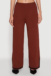 Womens Daisy Contrast Trim Wide Leg Pants,