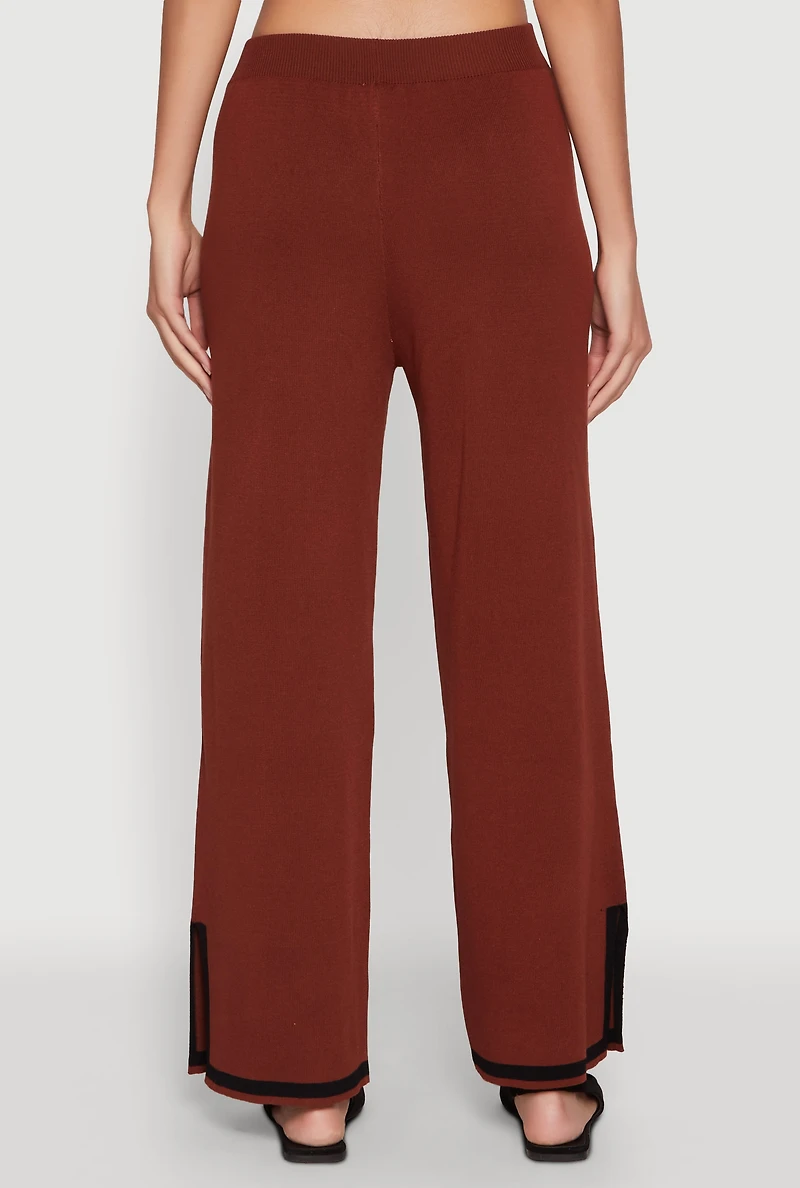 Womens Daisy Contrast Trim Wide Leg Pants,